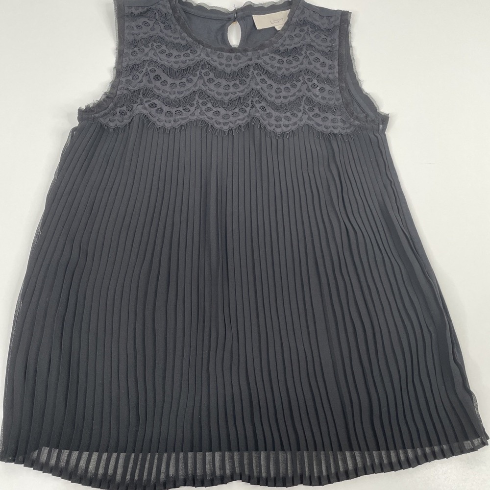 Loft Women's‎ Black Lace Trim Sleeveless Top Shell Blouse XS